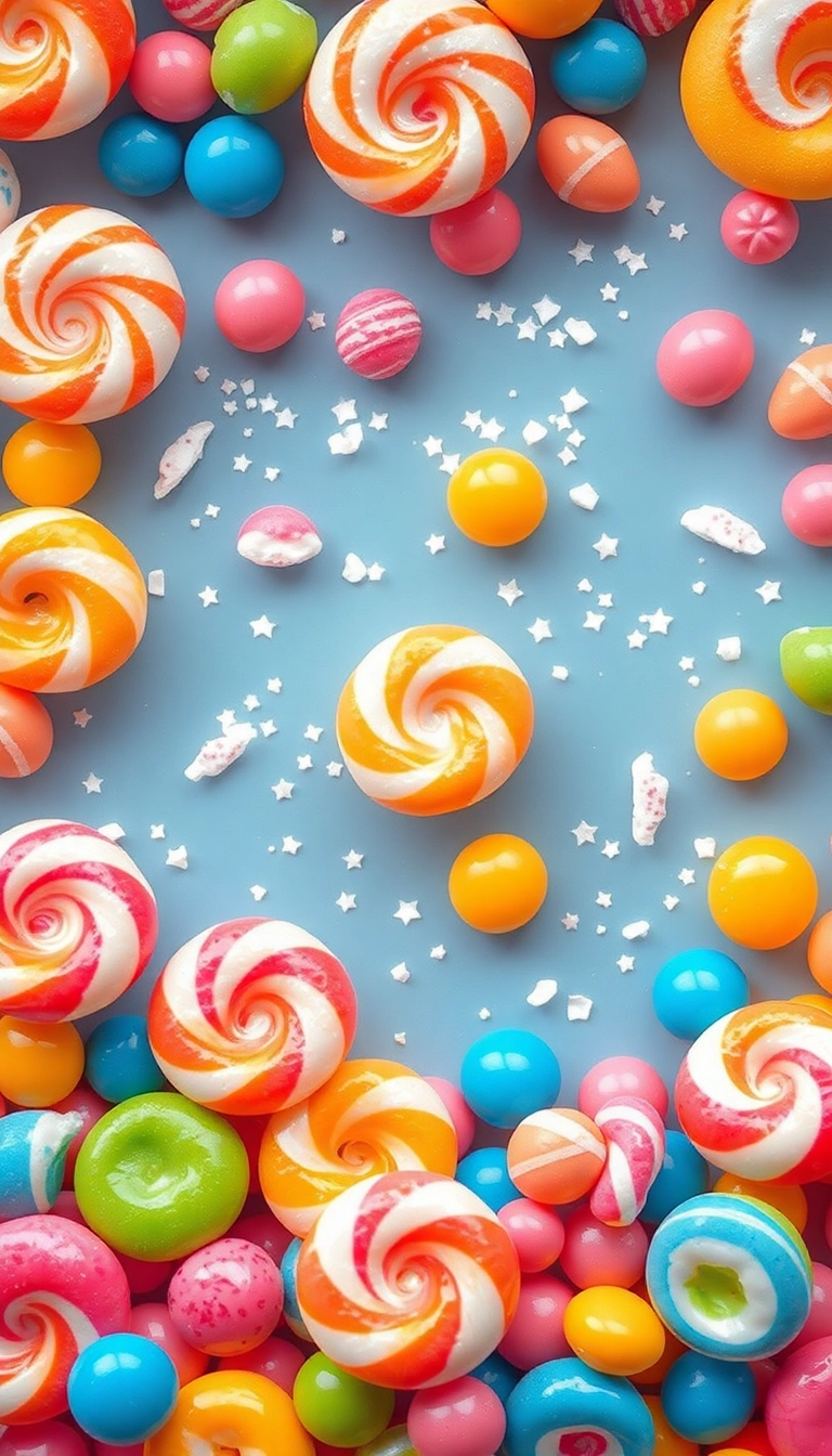 iPhone Spectacular AI Mixed Candies Close Up Photogenic Wallpaper Copyright-Free Stock Photo